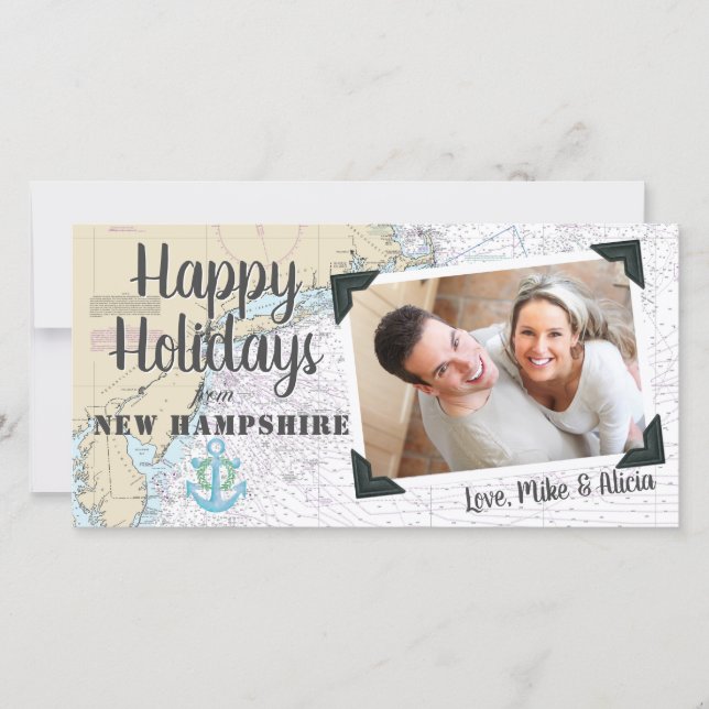 Nautical Happy Holidays from New Hampshire Holiday Card (Front)