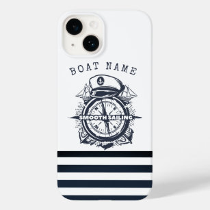 Nautical Hat, Anchor,Wheel Navy Blue Striped   Case-Mate iPhone 14 Case