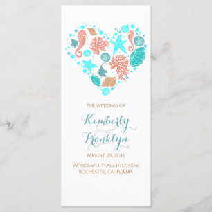 Nautical Heart Beach White Wedding Programs