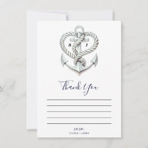 Nautical Heart Rope Anchor Coastal Thank You Invitation