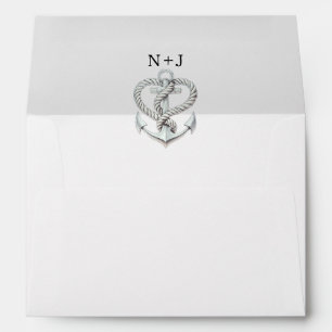 Nautical Heart Rope Anchor Coastal Wedding Envelope