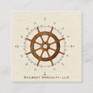 nautical helm and compass business square business card