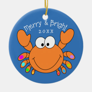 Nautical Holiday Cute Crab Christmas Ornaments