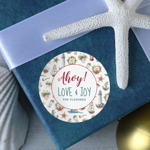 Nautical Holiday Personalised Classic Round Sticker