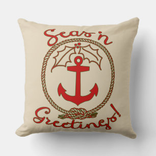 Nautical Holiday   Red & Green   You Customise Cushion