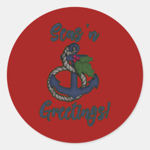 Nautical Holiday   Seas 'n Greetings Classic Round Sticker