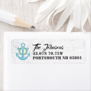 Nautical Holiday Watercolor Anchor Return Address Label