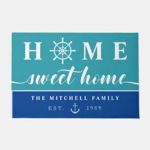 Nautical Home Sweet Home Add Name Doormat