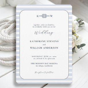 Nautical Infinity Knot Monograms Beach Wedding Invitation