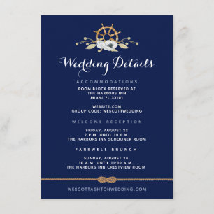 Nautical Infinity ⚓ White Anemone Wedding Details Enclosure Card