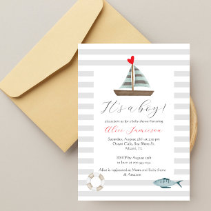Nautical It´s A Boy Watercolor Baby Shower Invitation