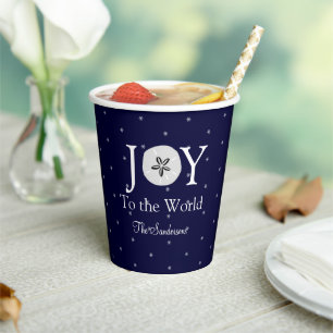 Nautical Joy Sandollar Blue White Christmas Paper Cups