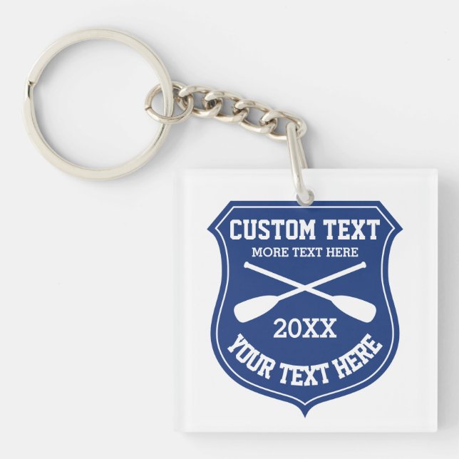 Nautical keychain with crossed rowing oars logo (Front)