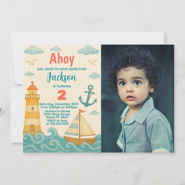 Nautical Kids Birthday Invitation (Front)