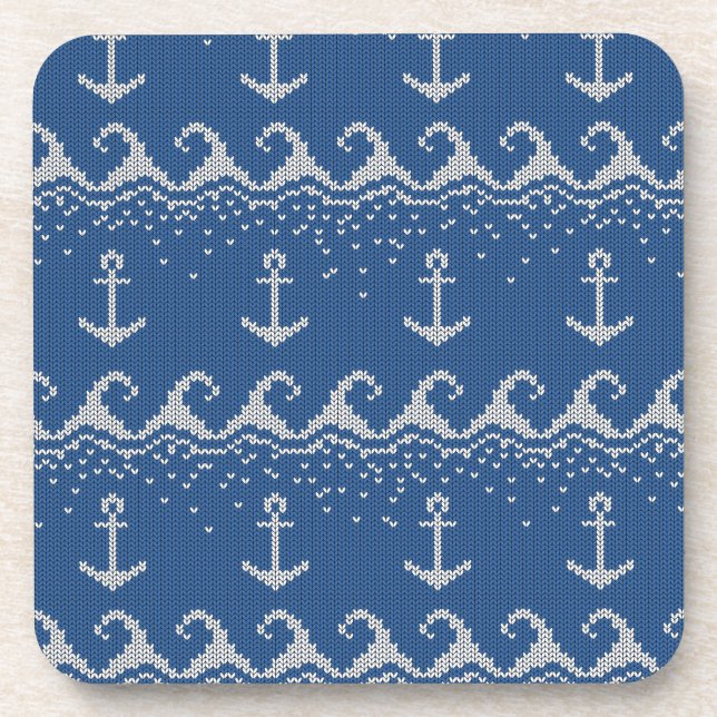 Nautical Knit Pattern Coaster (Front)
