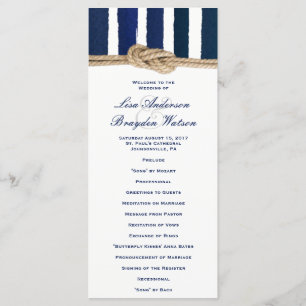 Nautical Knot Navy Stripes Wedding Program