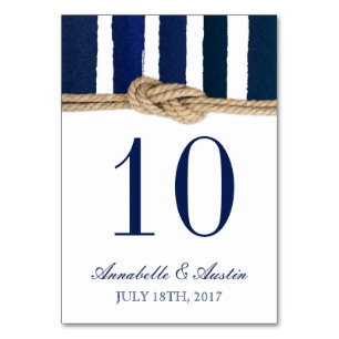 Nautical Knot Navy Stripes Wedding Table Card