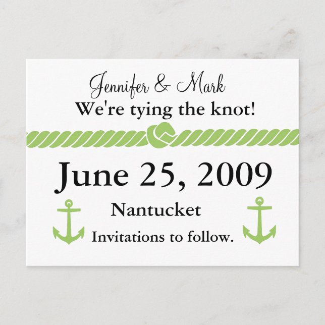 Nautical Knot Save the Date Announcement Postcard (Front)