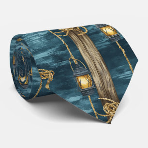 Nautical Lantern Rope Coastal Blue Pattern (2) Tie