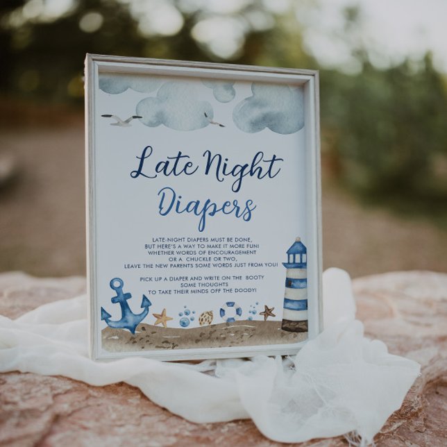 Nautical Late Night Diapers Baby Shower Sign (Creator Uploaded)