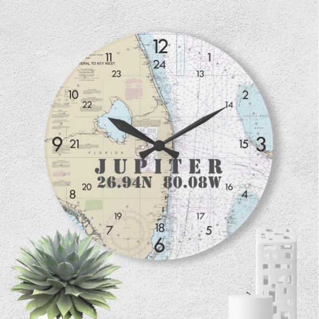 Nautical Latitude Longitude South Florida 24-Hour Large Clock (Creator Uploaded)