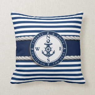 Nautical - "Liberty, Amity, Life, Seas" Cushion