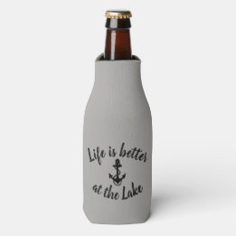 nautical LIFE IS BETTER AT THE LAKE and anchor | Bottle Cooler