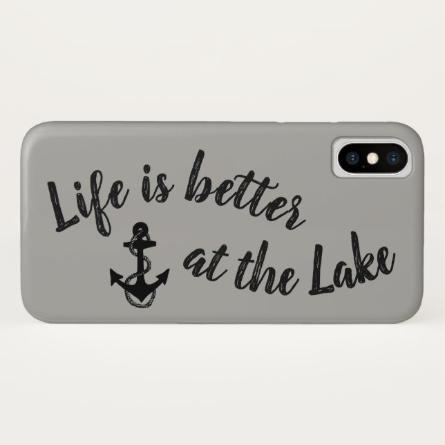 nautical LIFE IS BETTER AT THE LAKE and anchor | Case-Mate iPhone Case (Back (Horizontal))