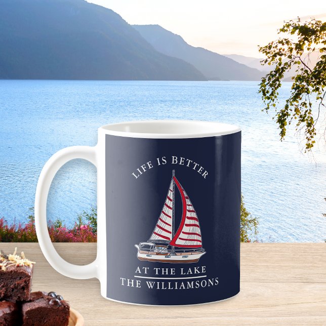 Nautical Life is Better at the Lake Navy Blue Coffee Mug (Creator Uploaded)