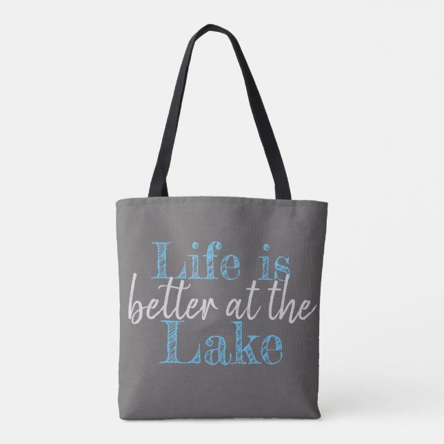 nautical LIFE IS BETTER AT THE LAKE Tote Bag (Back)