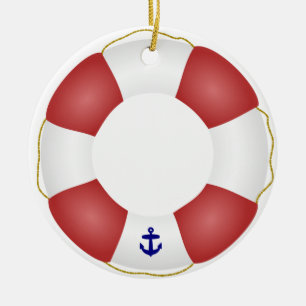 Nautical Life preserver Ceramic Tree Decoration