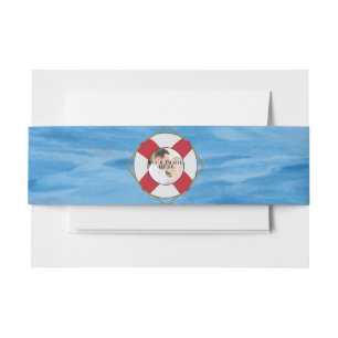 Nautical Life Preserver w/ Pic Watercolor Wedding Invitation Belly Band