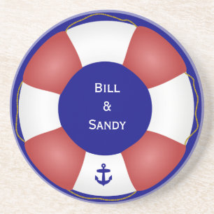 Nautical Life preserver with anchor Coaster