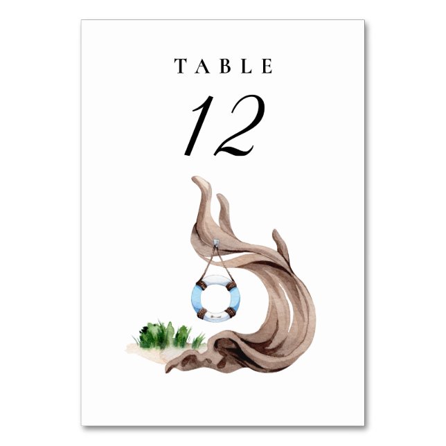 Nautical Life Ring Wedding Table Number (Front)