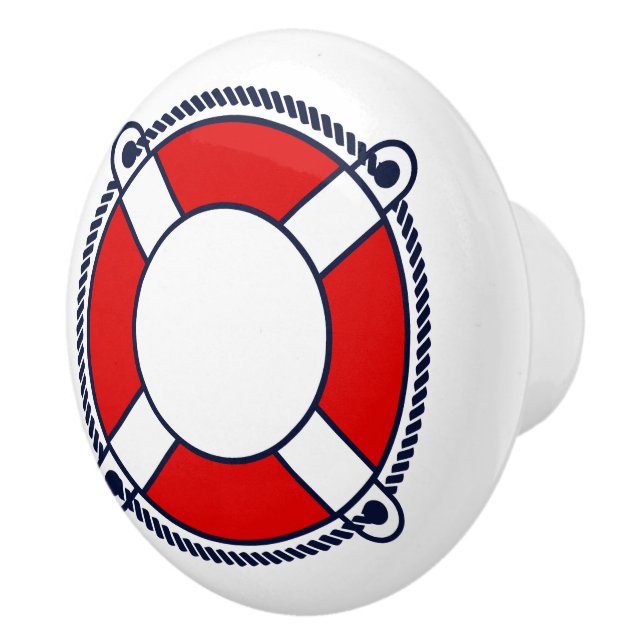 Nautical lifesaver lifebuoy ceramic furniture knob (Right)