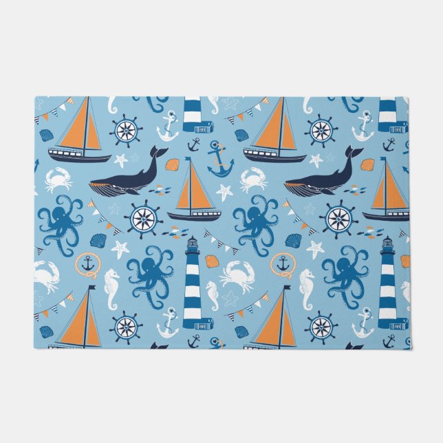 Nautical Light Blue Doormat (Front)