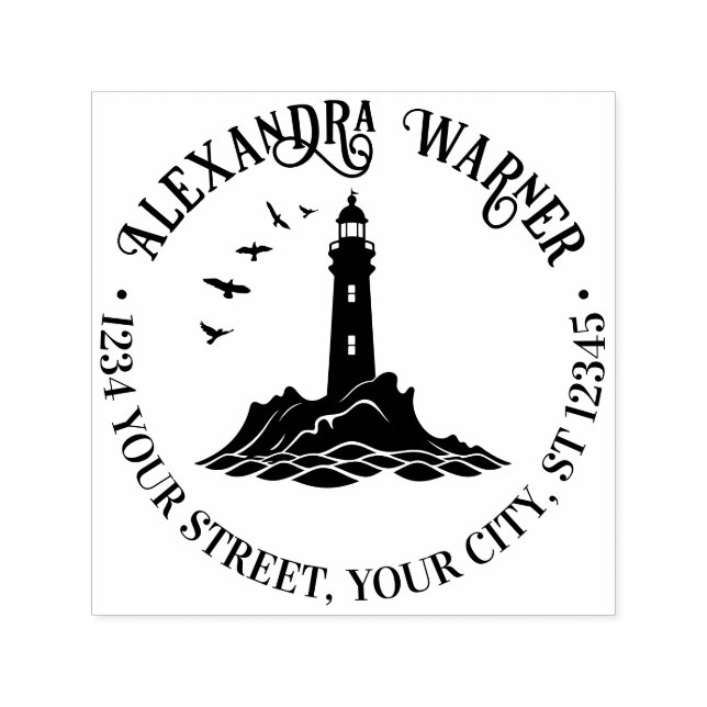 Nautical Lighthouse #3 Name Return Address  Self-inking Stamp (Design)