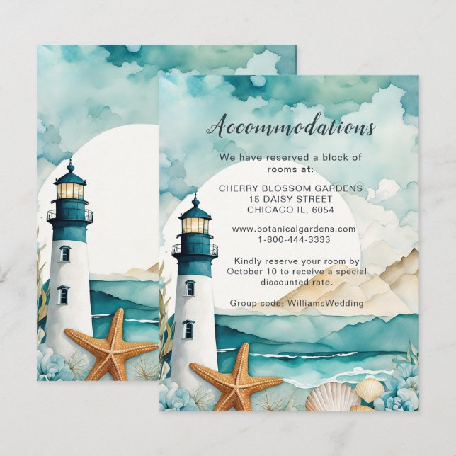 Nautical Lighthouse Accommodations Enclosure Card (Front/Back)