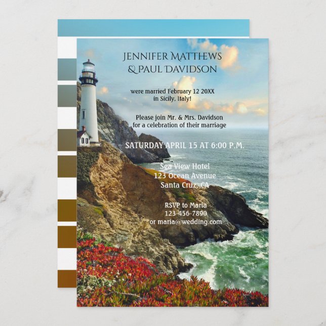 Nautical Lighthouse After Wedding Invitation (Front/Back)
