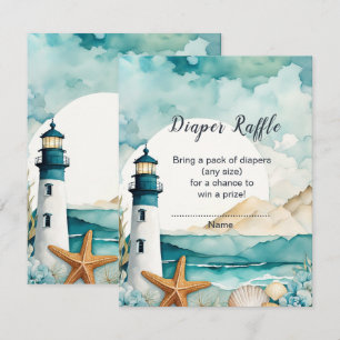 Nautical Lighthouse Baby Shower Diaper Raffle Enclosure Card