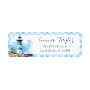 Nautical Lighthouse Baby Shower Return Address Label