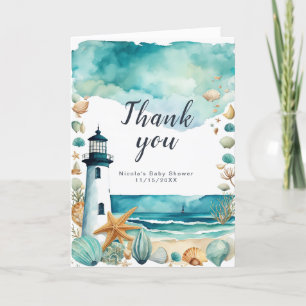 Nautical Lighthouse Baby Shower Thank You Card