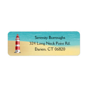 Nautical Lighthouse Beach Ocean Summer Wedding Return Address Label