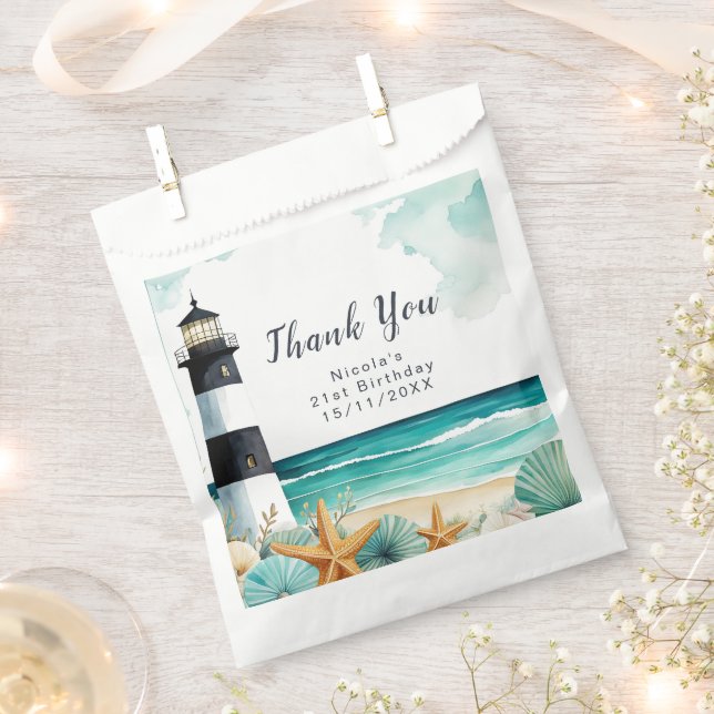 Nautical Lighthouse Birthday Favour Bag (Clipped)