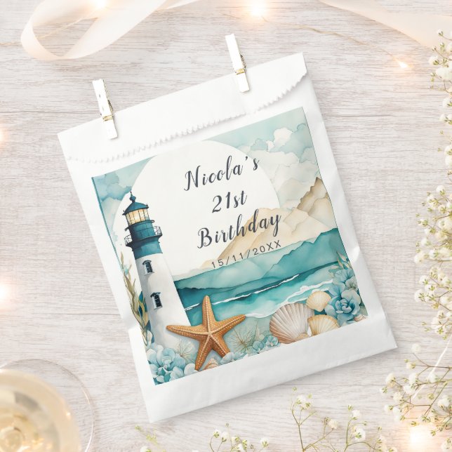Nautical Lighthouse Birthday Favour Bag (Clipped)