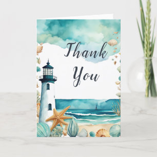 Nautical Lighthouse Birthday Party Thank You Card