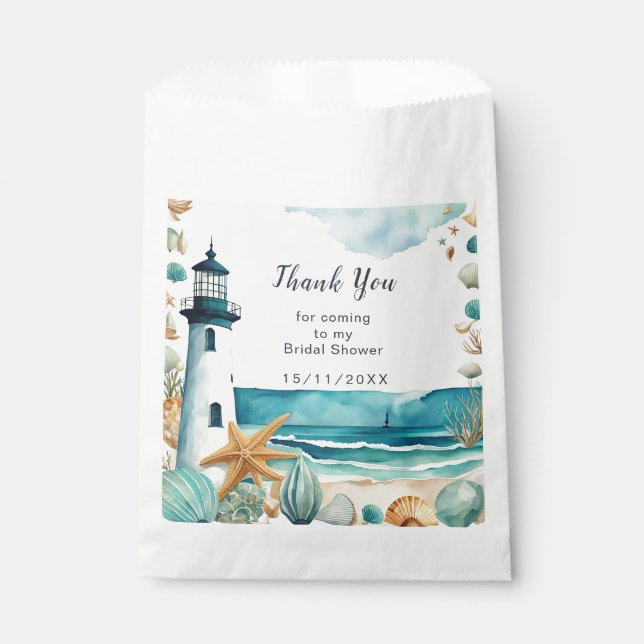 Nautical Lighthouse Bridal Shower Favour Bag (Front)