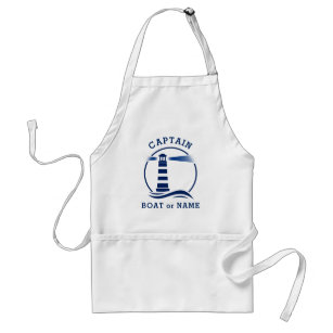 Nautical Lighthouse Captain Boat or Name Navy Blue Standard Apron