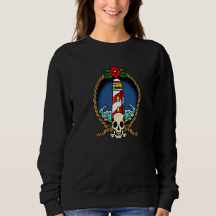 Nautical Lighthouse Coast Water Sea Skull Ocean L Sweatshirt