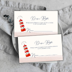 Nautical Lighthouse Diaper Raffle Baby Shower Enclosure Card